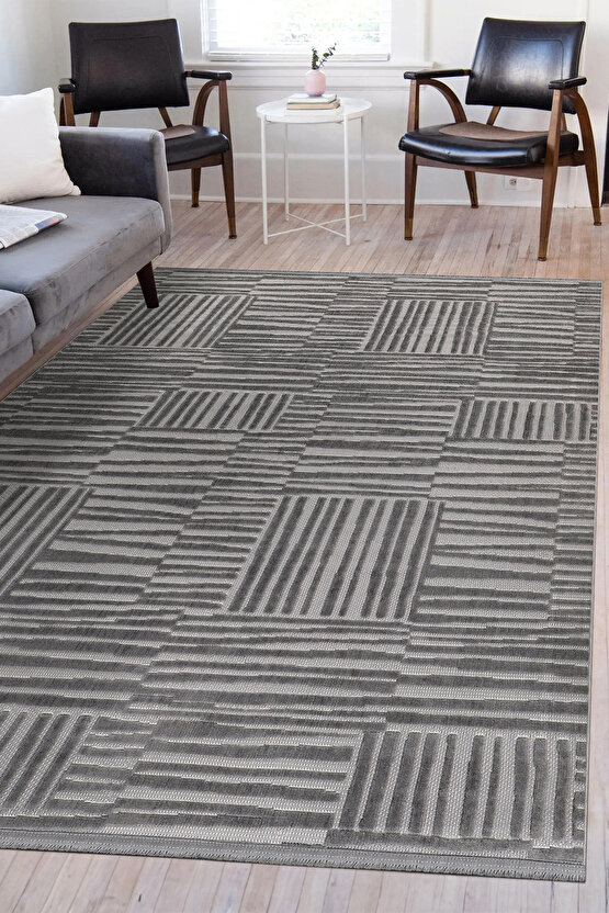 Bambu Yumuşak Halı Salon Mutfak Koridor Kesme Yolluk Dokuma Makine Halısı Art Antrasit