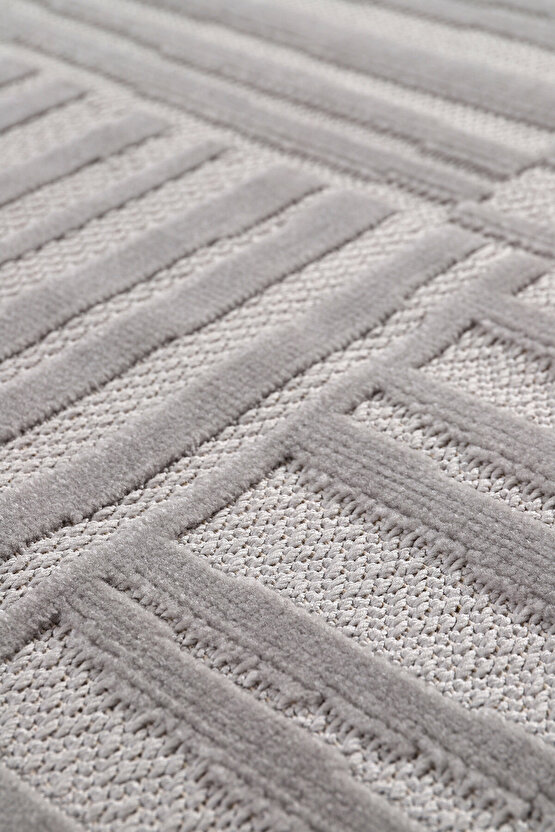 Bambu Yumuşak Halı Salon Mutfak Koridor Kesme Yolluk Dokuma Makine Halısı Art Gri