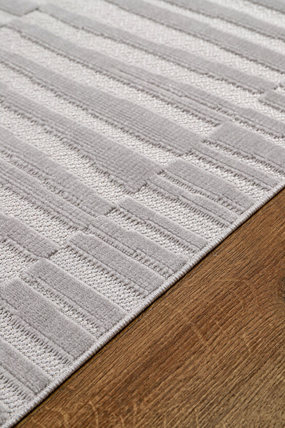 Bambu Yumuşak Halı Salon Mutfak Koridor Kesme Yolluk Dokuma Makine Halısı Art Gri