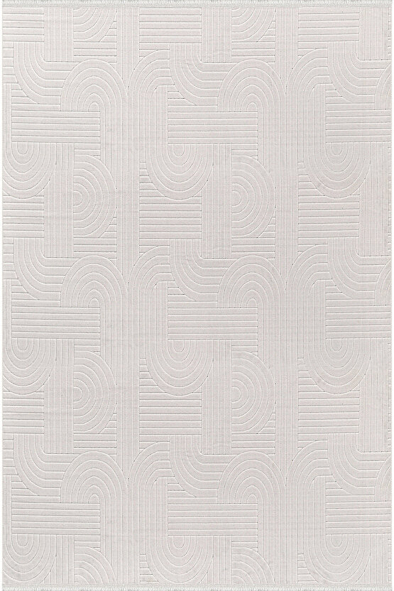 Bambu Saten Parlak Tüylü Yumuşak Kadife Halı Hav Tüy Vermez Taç Beyaz