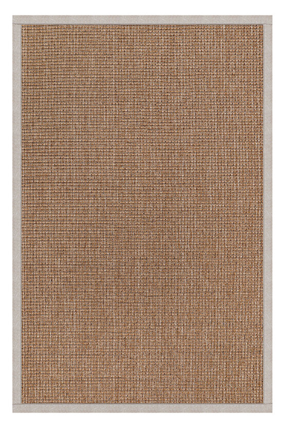 0465-Bej Kumaş Bordür Sisal Jut Halı Kilim Hav Toz Vermez Kolay Temizlenen Hasır Kilim
