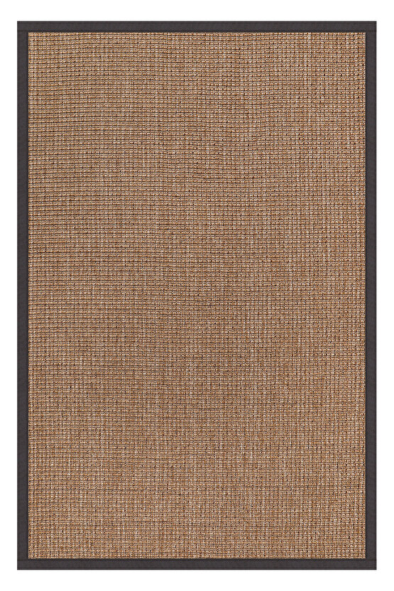 0465-Antrasit Kumaş Bordür Sisal Jut Halı Kilim Hav Toz Vermez Kolay Temizlenen Hasır Kilim