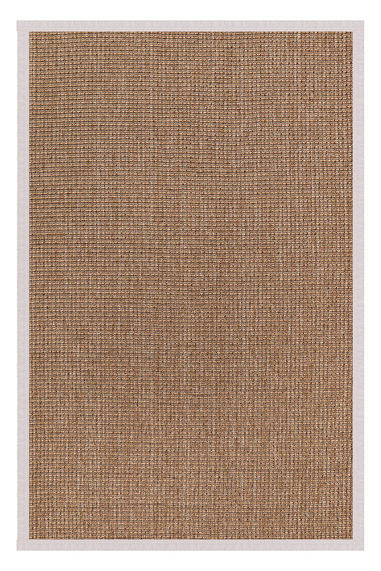0465-Krem Kumaş Bordür Sisal Jut Halı Kilim Hav Toz Vermez Kolay Temizlenen Hasır Kilim