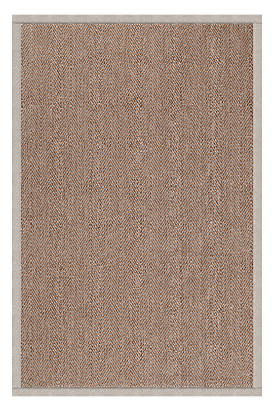 0408-Bej Kumaş Bordür Sisal Halı Kilim Hav Toz Vermez Kolay Temizlenen Hasır Kilim