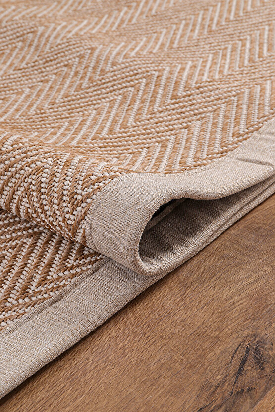 0408-Bej Kumaş Bordür Sisal Halı Kilim Hav Toz Vermez Kolay Temizlenen Hasır Kilim