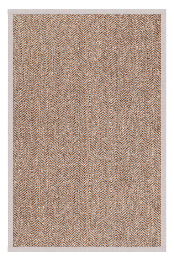 0408-Krem Kumaş Bordür Sisal Halı Kilim Hav Toz Vermez Kolay Temizlenen Hasır Kilim