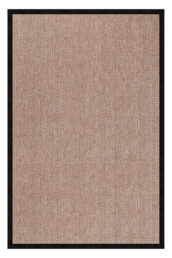 0408-Siyah Kumaş Bordür Sisal Halı Kilim Hav Toz Vermez Kolay Temizlenen Hasır Kilim