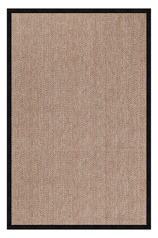 0408-Siyah Kumaş Bordür Sisal Halı Kilim Hav Toz Vermez Kolay Temizlenen Hasır Kilim