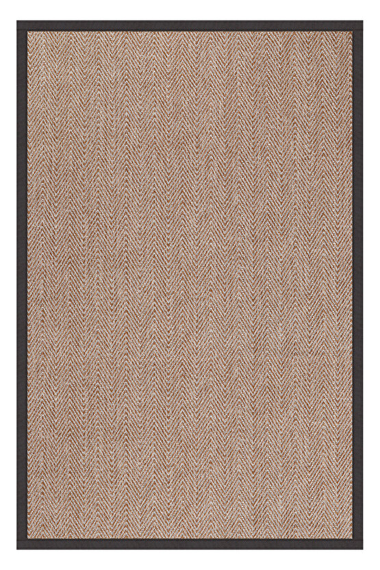 0408-Antrasit Kumaş Bordür Sisal Halı Kilim Hav Toz Vermez Kolay Temizlenen Hasır Kilim