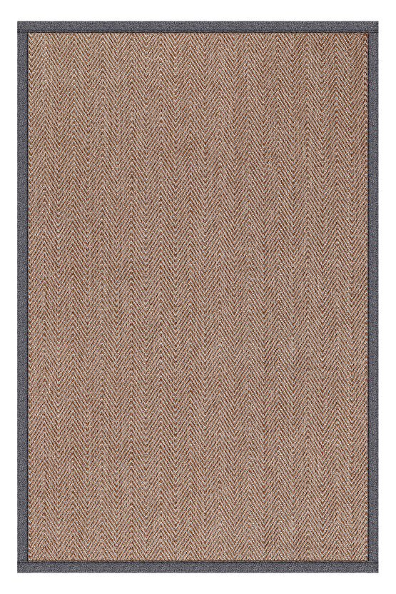 0408-Gri Kumaş Bordür Sisal Halı Kilim Hav Toz Vermez Kolay Temizlenen Hasır Kilim