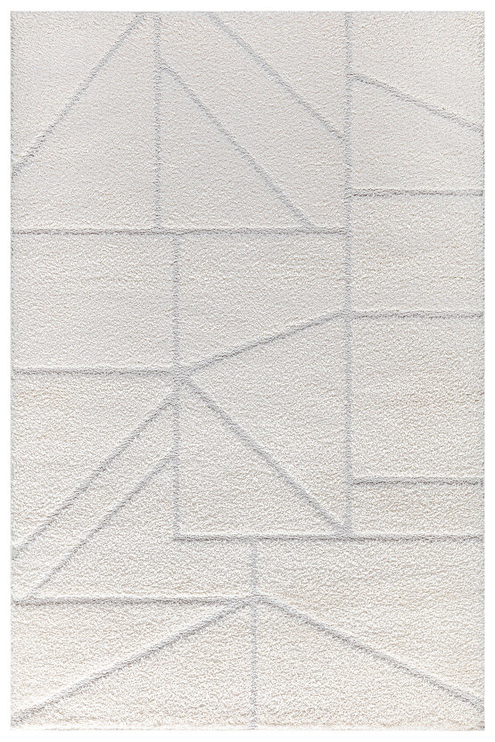 B109 Beyaz Kolay Kullanım Hav Toz Vermez Yumuşak Dokulu Uzun Tüylü Modern Shaggy Halı