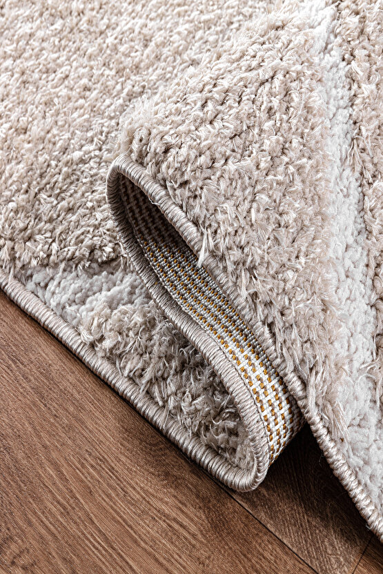 B109 Gri Kolay Kullanım Hav Toz Vermez Yumuşak Dokulu Uzun Tüylü Modern Shaggy Halı