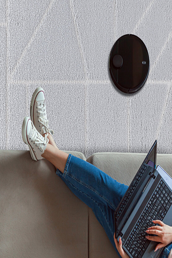 B109 Gri Kolay Kullanım Hav Toz Vermez Yumuşak Dokulu Uzun Tüylü Modern Shaggy Halı