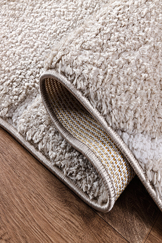 B109 Gri Kolay Kullanım Hav Toz Vermez Yumuşak Dokulu Uzun Tüylü Modern Shaggy Halı