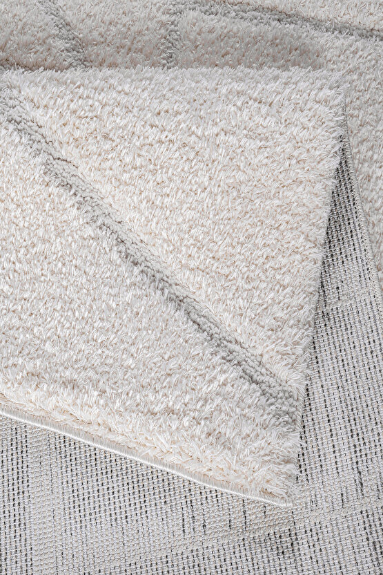 B109 Gri Kolay Kullanım Hav Toz Vermez Yumuşak Dokulu Uzun Tüylü Modern Shaggy Halı