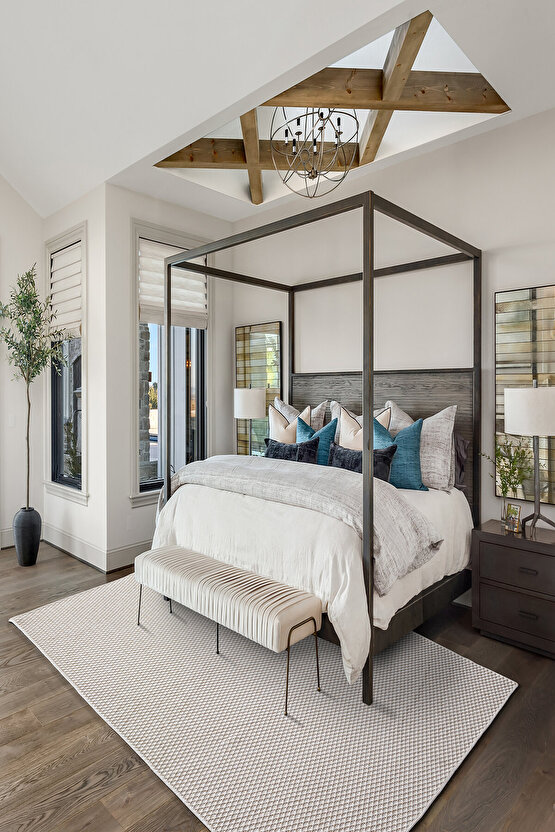 TM-01 Sisal Jut Hasır Model Tek Renk Dokuma Yıkanabilir Toz Vermez Halı Krem