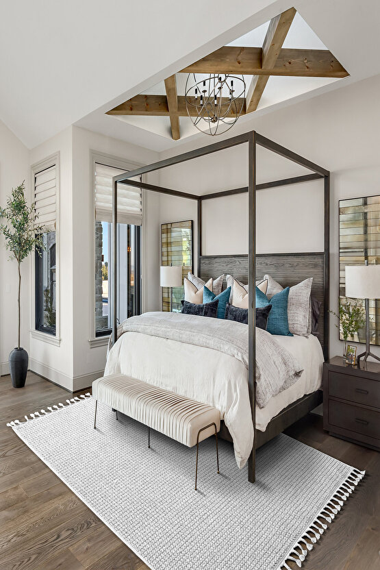 Mumbai 256 Bej - Beyaz Yumuşak Dokulu Halı Kilim Salon Mutfak Koridor  Yolluk Dokuma Makine Halısı