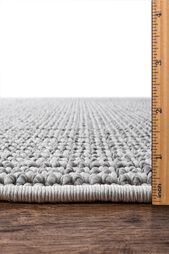 Mumbai 256 Gri - Beyaz Yumuşak Dokulu Halı Kilim Salon Mutfak Koridor  Yolluk Dokuma Makine Halısı