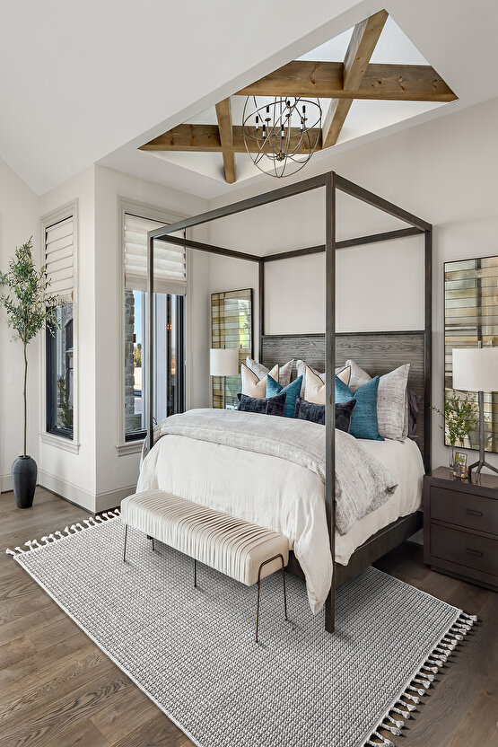 Mumbai 256 Gri - Beyaz Yumuşak Dokulu Halı Kilim Salon Mutfak Koridor  Yolluk Dokuma Makine Halısı