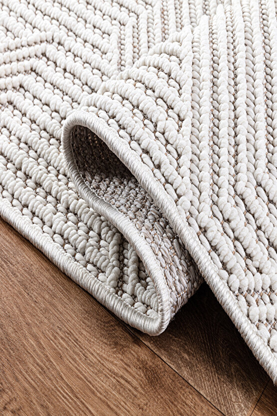 Mumbai 434 Beyaz Yumuşak Dokulu Halı Kilim Salon Mutfak Koridor  Yolluk Dokuma Makine Halısı