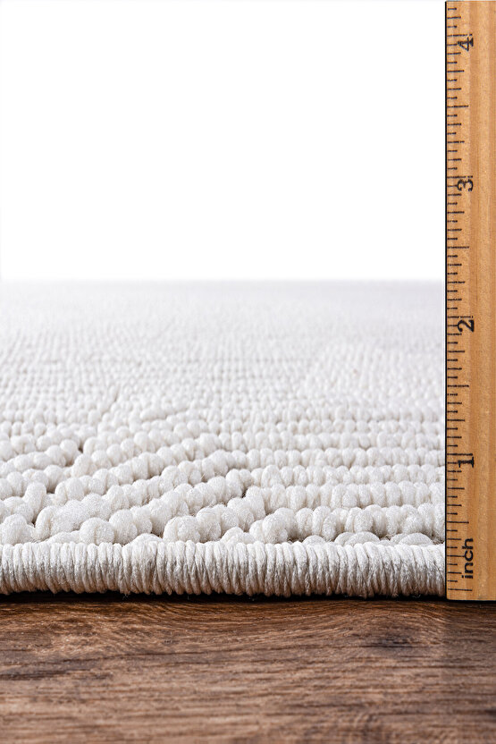 Mumbai 434 Beyaz Yumuşak Dokulu Halı Kilim Salon Mutfak Koridor  Yolluk Dokuma Makine Halısı