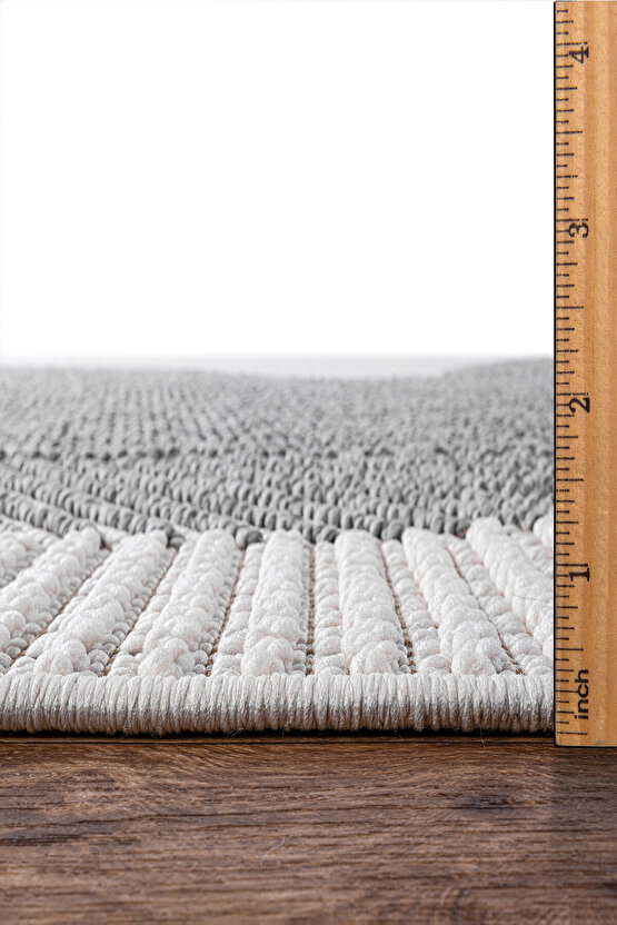 Mumbai 321 Gri - Beyaz Yumuşak Dokulu Halı Kilim Salon Mutfak Koridor  Yolluk Dokuma Makine Halısı