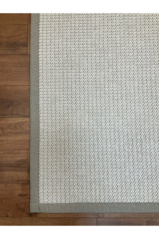 Kumaş Bordür Beyaz Bukle Bej Bordür  Halı Salon Koridor Mutfak Çocuk Odası Halısı  Kilim S260