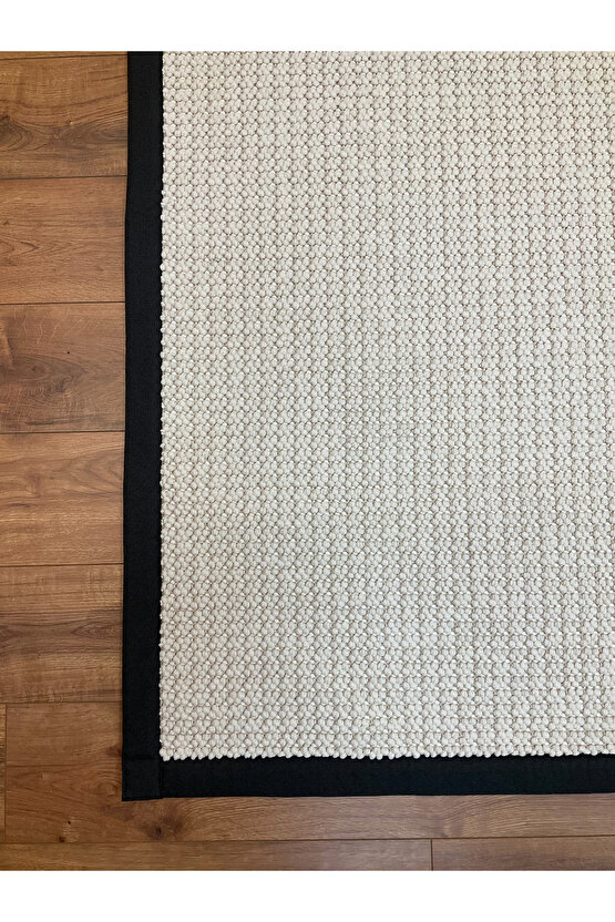 Kumaş Bordür Beyaz Bukle Anrasit Bordür  Halı Salon Koridor Mutfak Çocuk Odası Halısı  Kilim S258