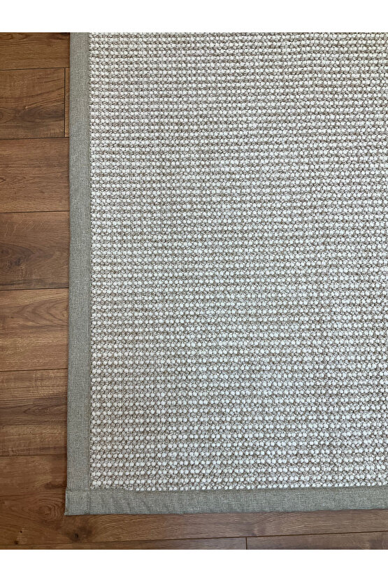 Kumaş Bordür Bej Bukle Bej Bordür  Halı Salon Koridor Mutfak Çocuk Odası Halısı  Kilim S265