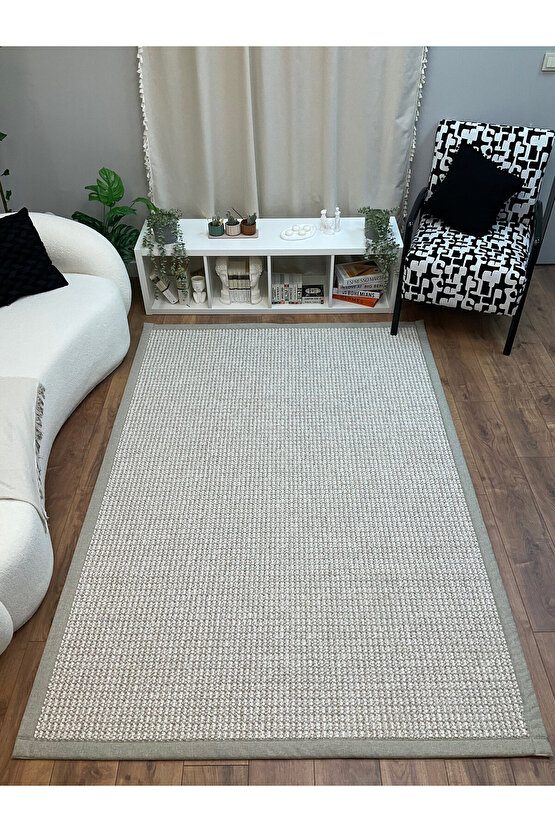 Kumaş Bordür Bej Bukle Bej Bordür  Halı Salon Koridor Mutfak Çocuk Odası Halısı  Kilim S265