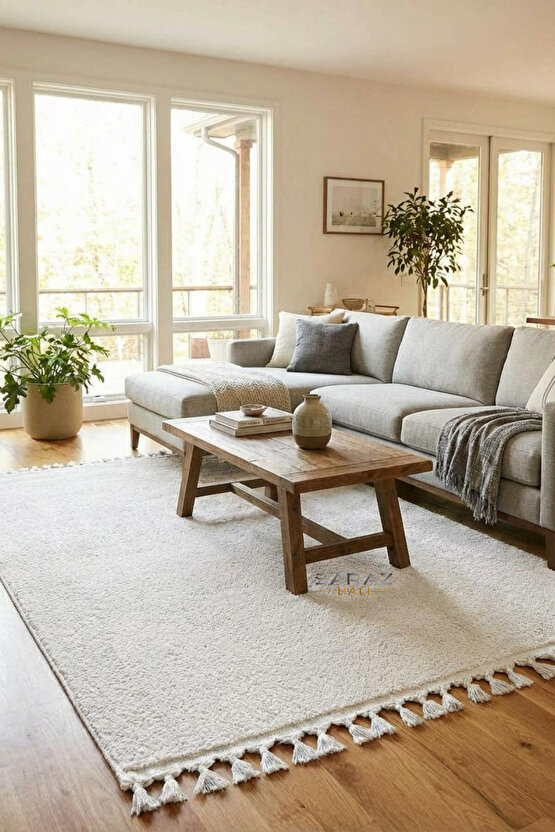 Comfort Puffy Peluş Halı Beyaz