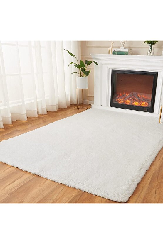 Gri Yıkanabilir Yolluk Kaymaz Taban Uzun Tüylü Yumuşak Halı Kaymaz Tüylenmez