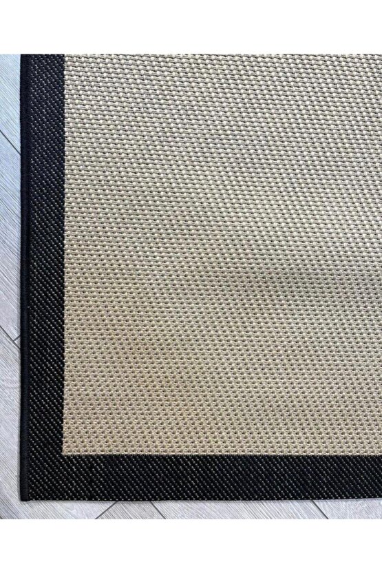 SİSAL Bordürlü Jut Hasır Halı Kahve Siyah 9716