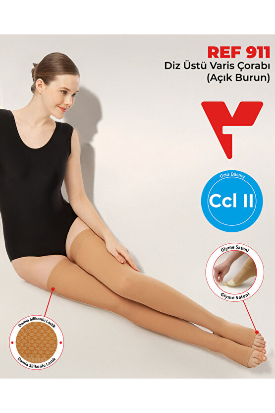 REF 911 Diz Üstü Varıs Çorabı (Açık Burun)