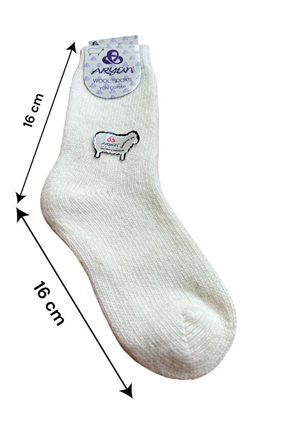 Tamamen BOYASIZ Kız Erkek Çocuk Yün Kışlık Çorap 6 Çift Doğal Yün Rengi