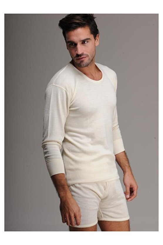 Erkek Krem Yün Içlik Uzun Kol Fanila