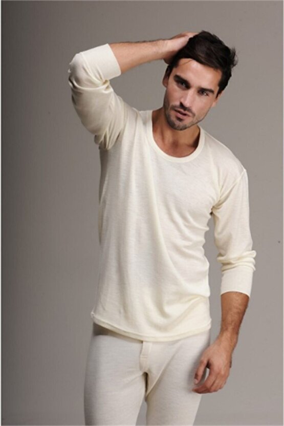 Erkek Krem Yün Içlik Uzun Kol Fanila