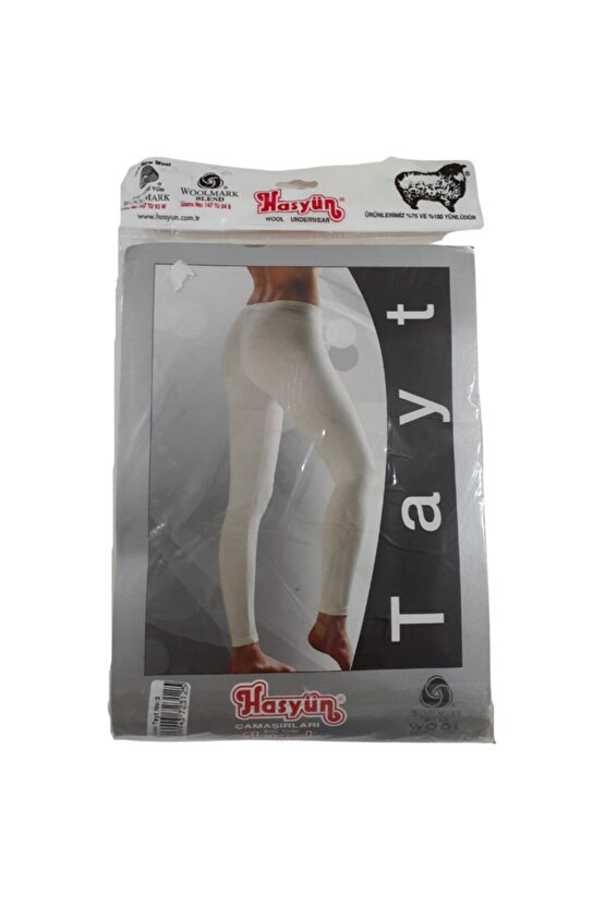 Kadın Likralı Ekru Yün Tayt 306