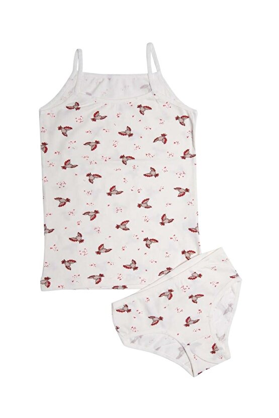 3406x6 Kız Çocuk 6lı Karışık Desen İp Askılı Atlet Külot Takım-Renkli