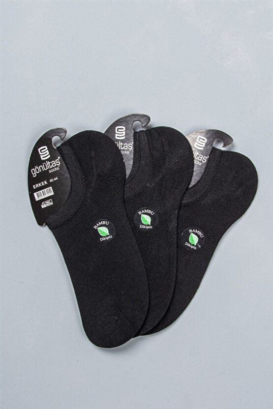 12 Li Siyah Erkek Bambu Dikişsiz Sneaker Babet Çorap