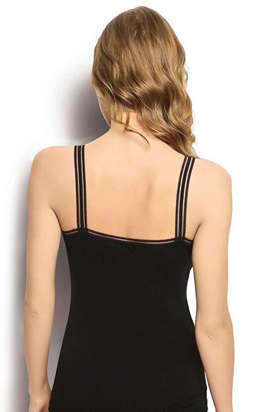 553 Daria Kadın Pamuklu Likralı V Yaka İp Askılı Yumuşak Atlet