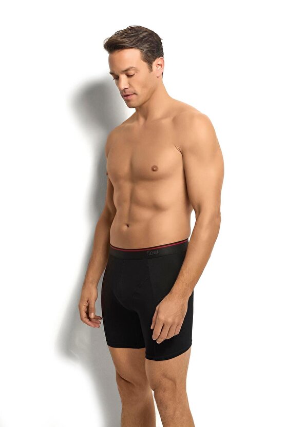 Erkek Siyah Pamuklu Likralı 3 Lü Boxer 268