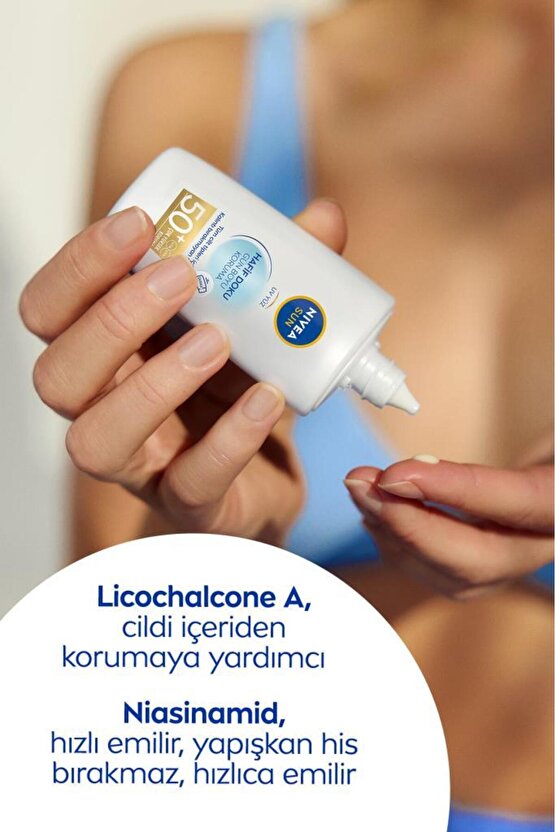 SUN SPF50 Hafif Dokulu Güneş Koruyucu Yüz Kremi 40ml, Yüksek Güneş Koruyucu, Erken Yaşlanma Karşıtı