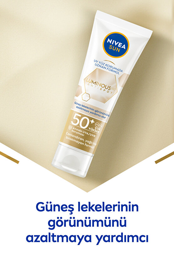 Luminous630 Leke Karşıtı Güneş Koruyucu Yüz Kremi 40ml, Spf50, Hyalüronik Asit, E Vitamini, Uvauvb