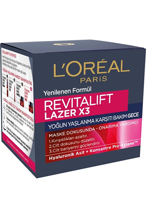 Revitalift Lazer X3 Yoğun Yaşlanma Karşıtı Bakım Gece Kremi