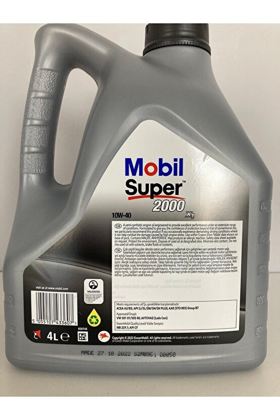 Süper 2000 X1 10w-40 4lt Benzinlpg Ve Dizel Motor Yağı (01042024 ÜRETİM)