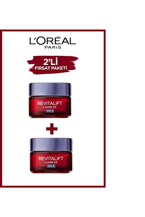 Revitalift Lazer X3 Ailesi Gece Kremi 50 Ml + 50 Ml 2 Adet