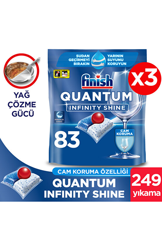 Quantum Infinity Shine Bulaşık Makinesi Deterjanı  Kapsül Tablet  249 Adet (83 x 3lü)