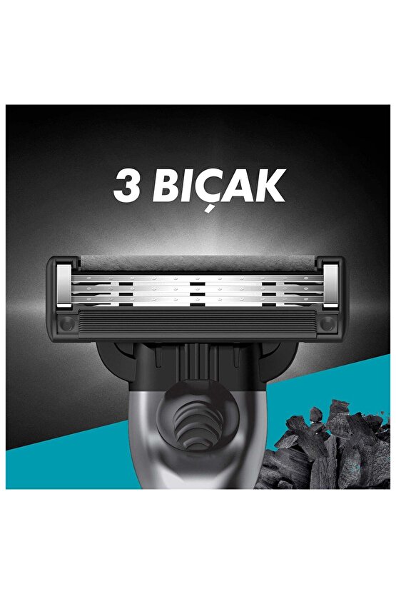 Mach 3 Charcoal Tıraş Makinesi + 6 Up Yedek Tıraş Bıçağı + Premium Stand