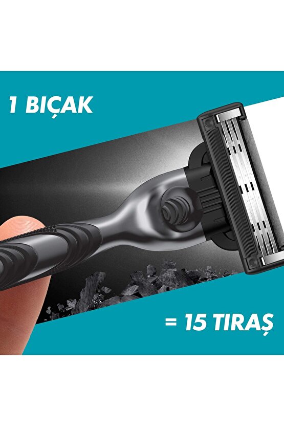 Mach 3 Charcoal Tıraş Makinesi + 6 Up Yedek Tıraş Bıçağı + Premium Stand